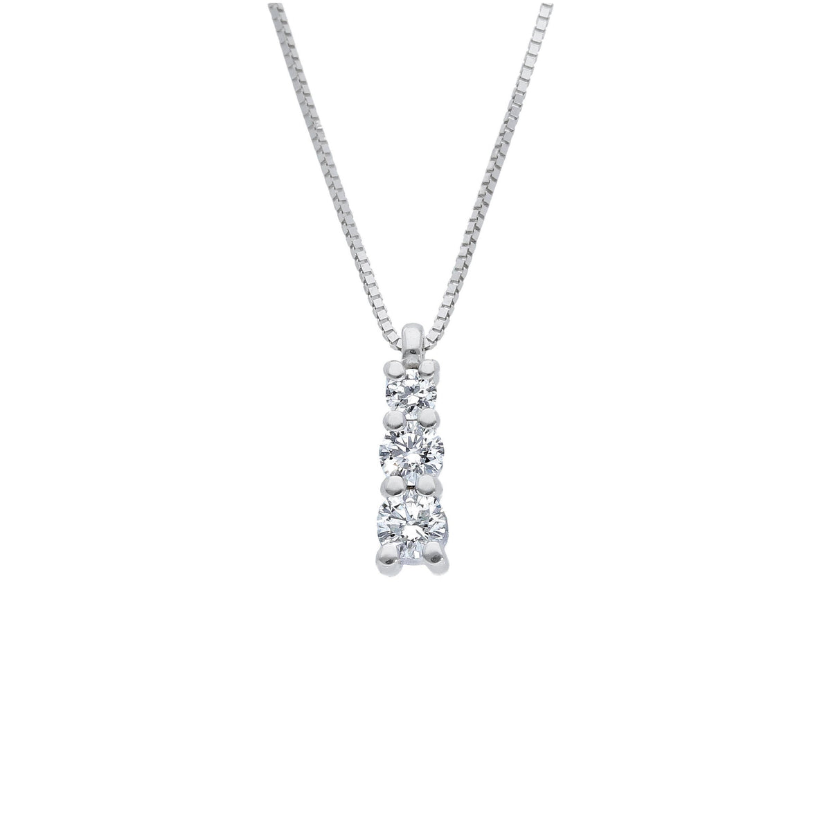 Trilogy Necklace in White Gold and Diamonds 0.91 ct E VS2