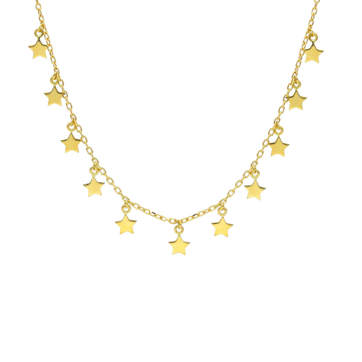 Necklace with 11 Pendant Stars in 18kt Yellow Gold