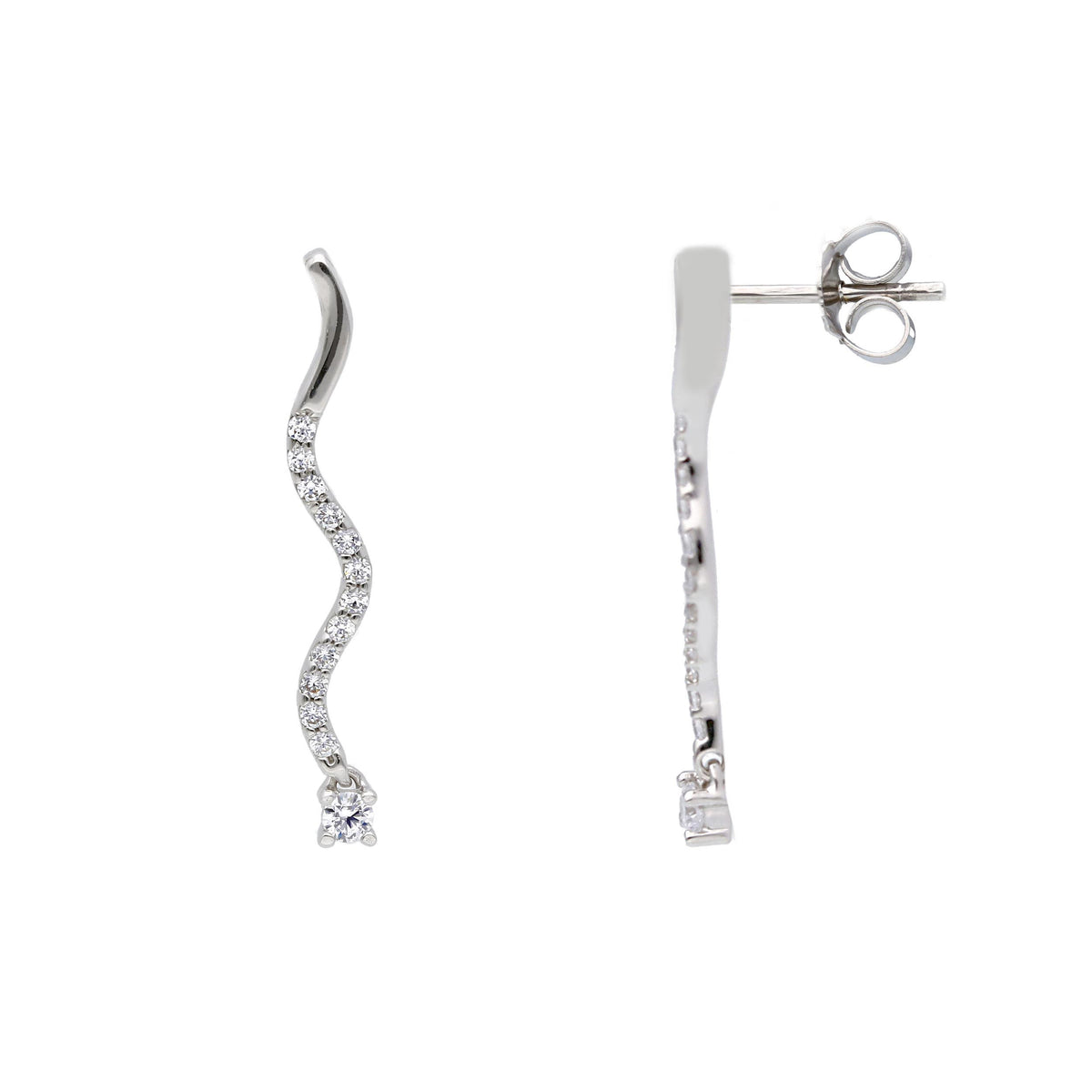Maiocchi Gold Tennis Earrings in 18kt White Gold and Zircons