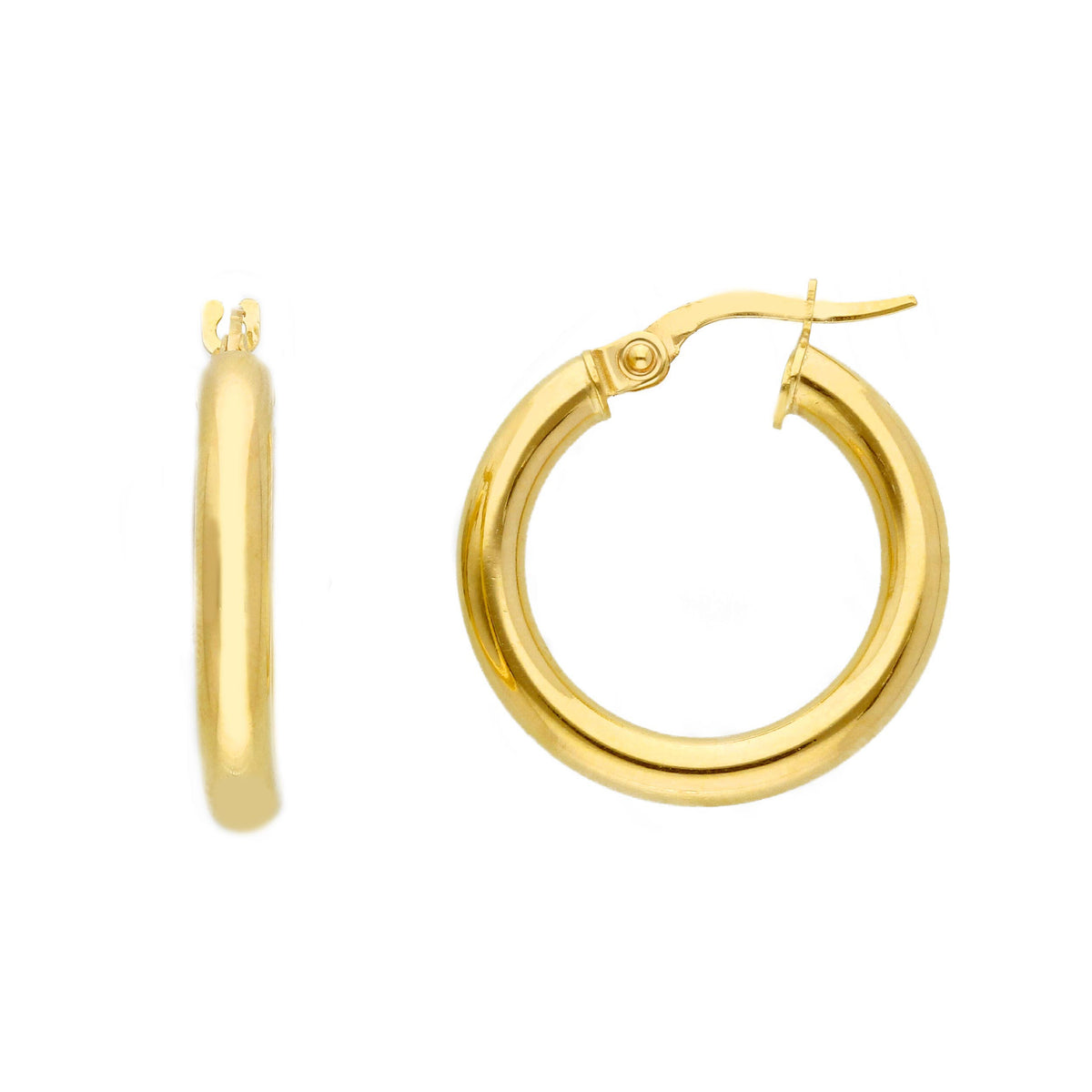9kt Yellow Gold Hoop Earrings Section 3 mm Diameter 15 mm