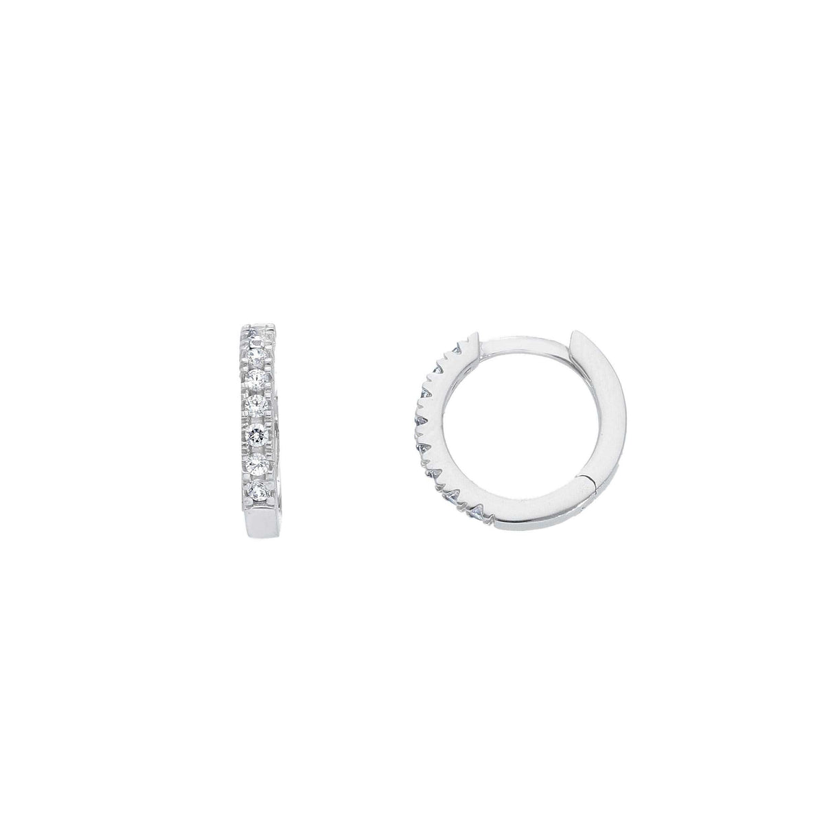 Maiocchi Gold Orecchini Cerchi Scattino in Oro Bianco 18kt Ø 10 MM e Zirconi