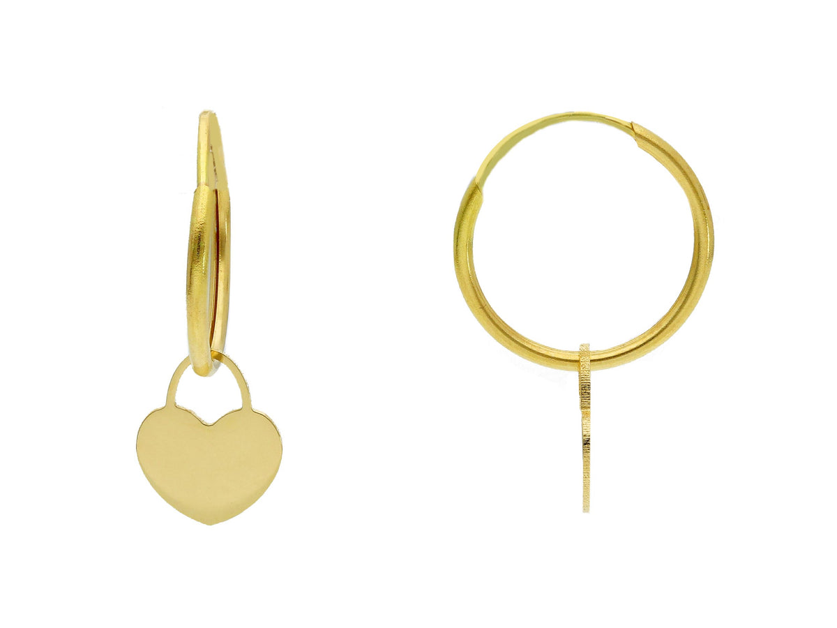 Maiocchi Gold Hoop Earrings with Hearts in 18kt Yellow Gold