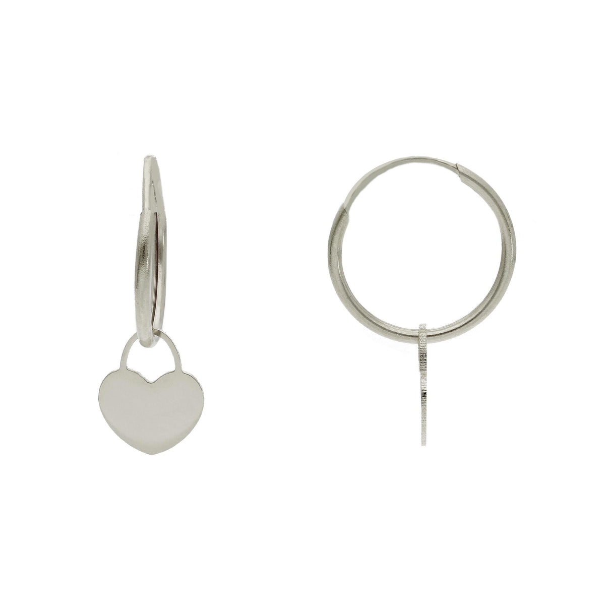Maiocchi Gold Hoop Earrings with Hearts in 18kt White Gold