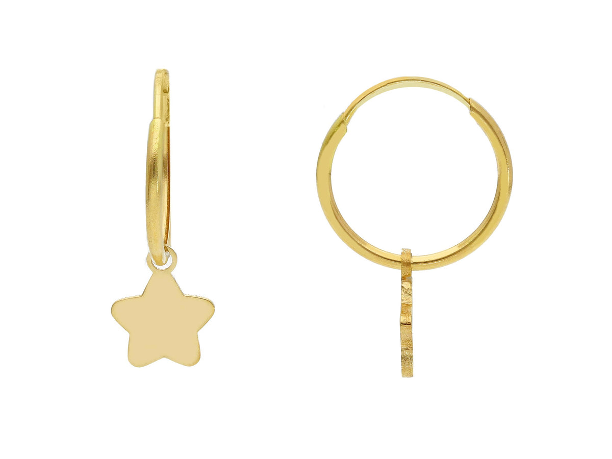 Maiocchi Gold Hoop Earrings with Stars 18kt Yellow Gold