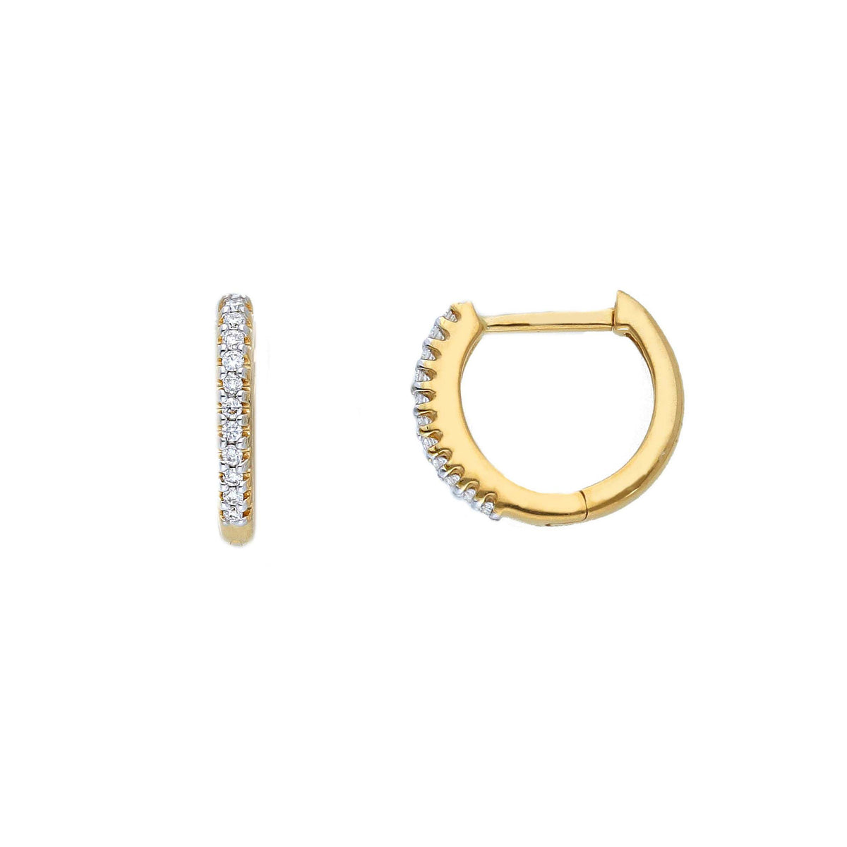 18kt Yellow Gold Hoop Earrings with 0.06 ct Diamonds