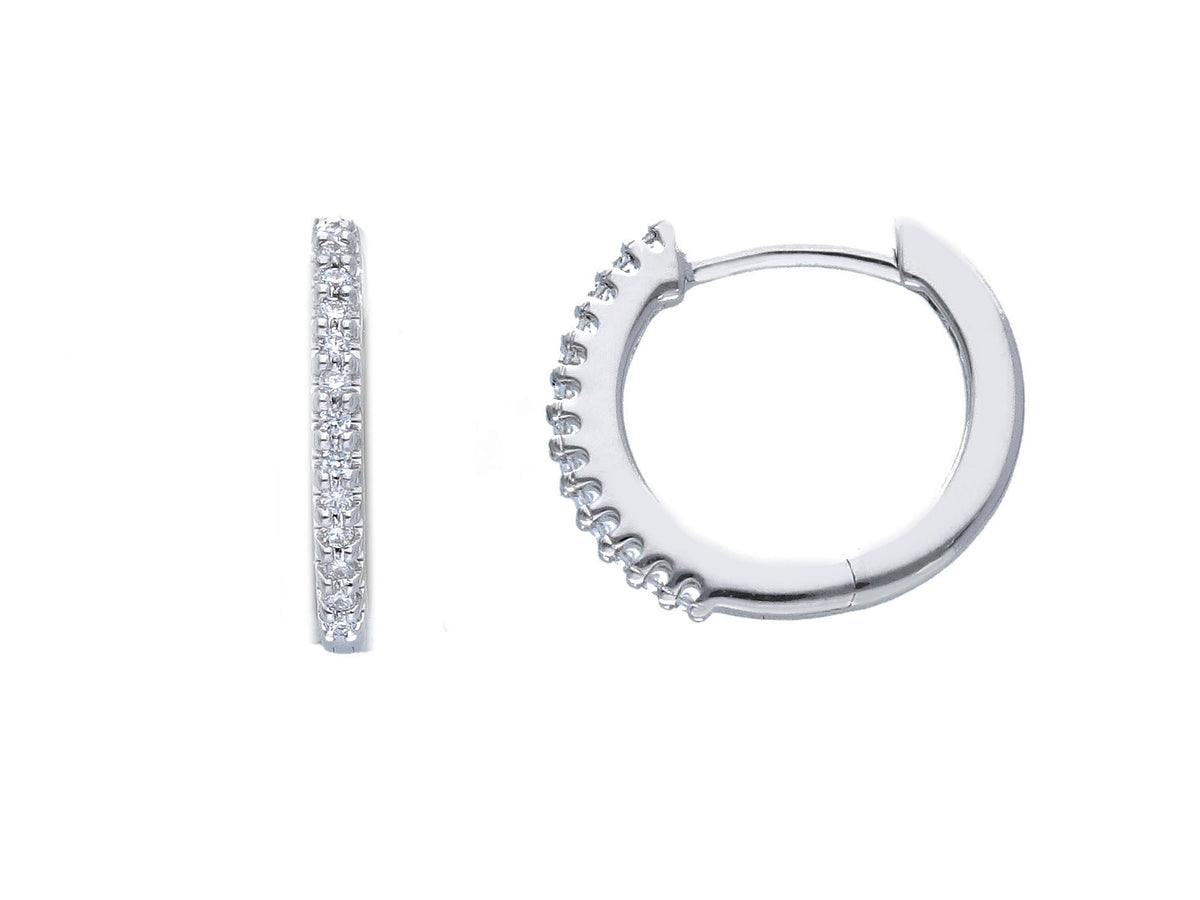 18kt White Gold Hoop Earrings with 0.09 ct Diamonds
