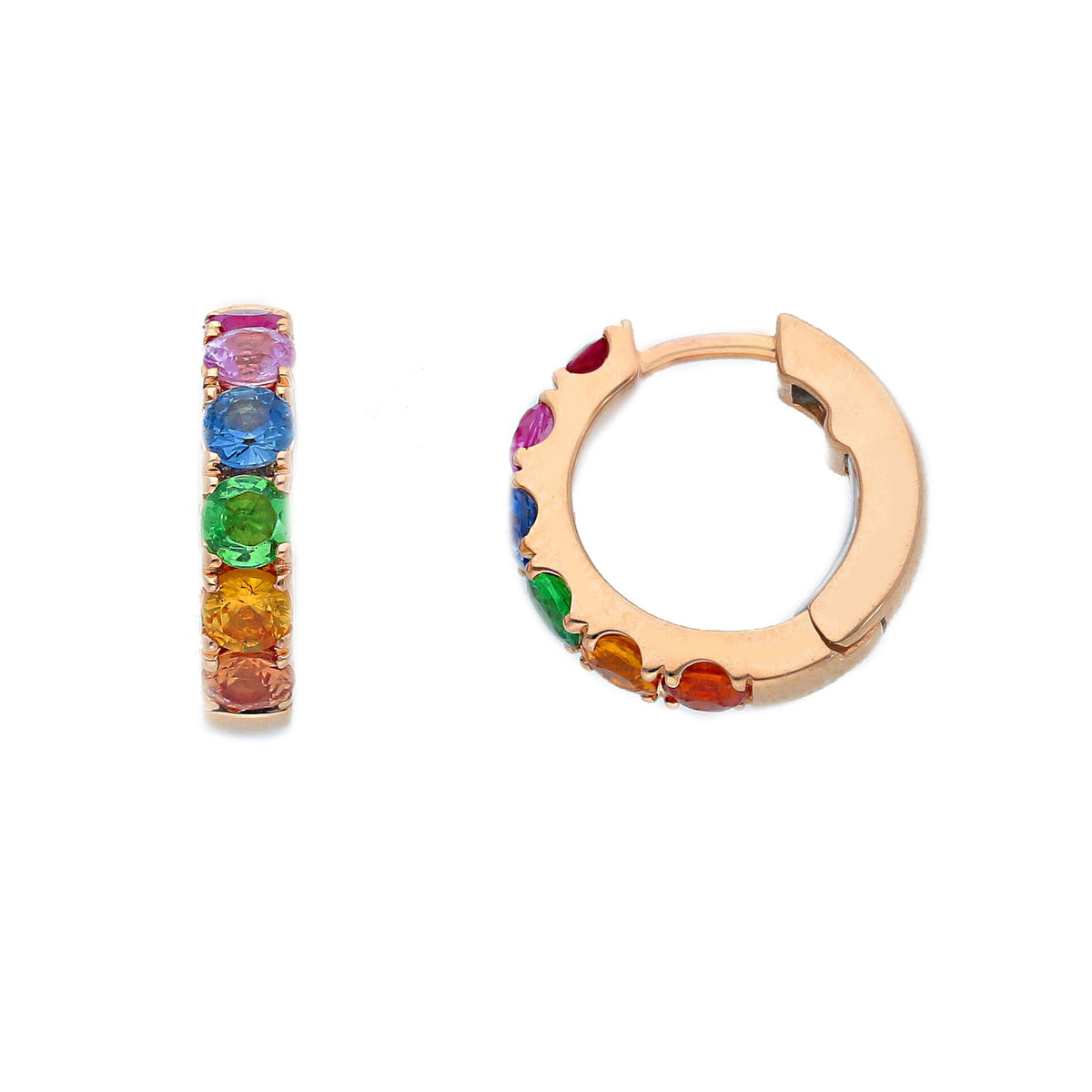 Hoop earrings in white gold and blue sapphires 0.11 ct