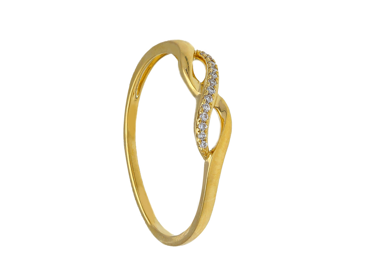 Maiocchi Milano Infinity Ring in Yellow Gold and Diamonds 0.04 ct