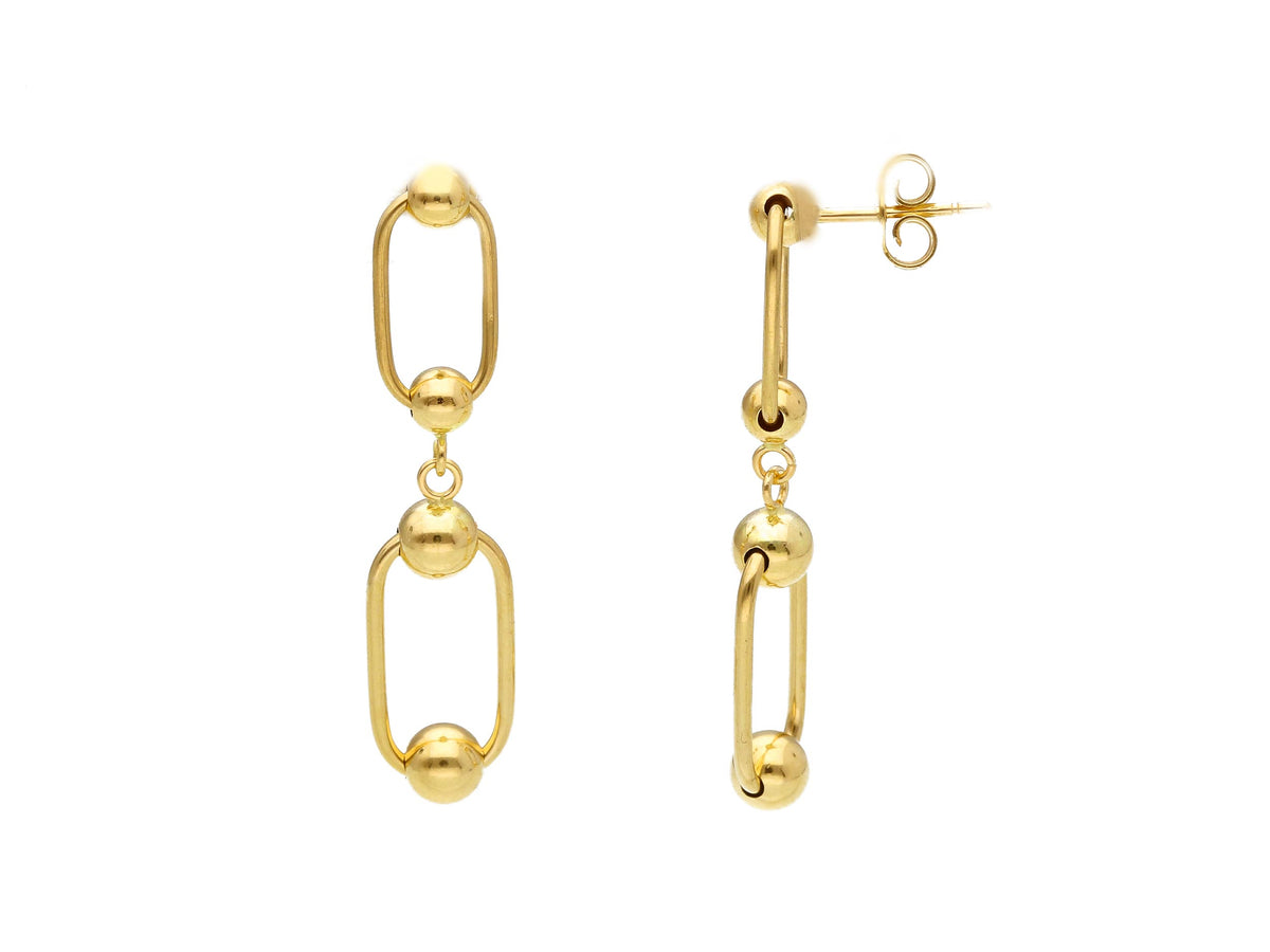 Maiocchi Gold Pendant Earrings with 18kt Yellow Gold Spheres