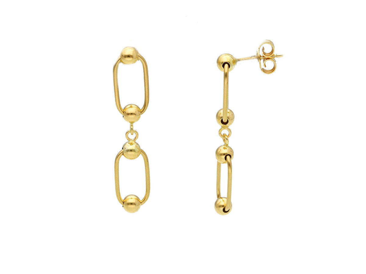 Maiocchi Gold Pendant Earrings with 18kt Yellow Gold Spheres