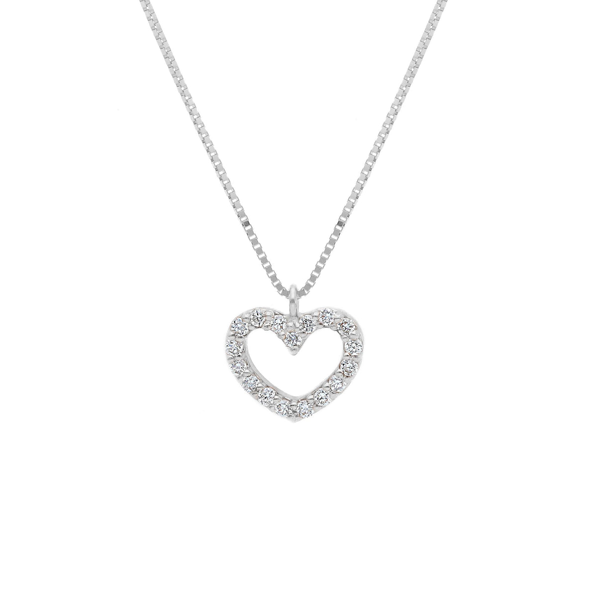 White Gold and Heart Necklace with Diamonds ct 0.09