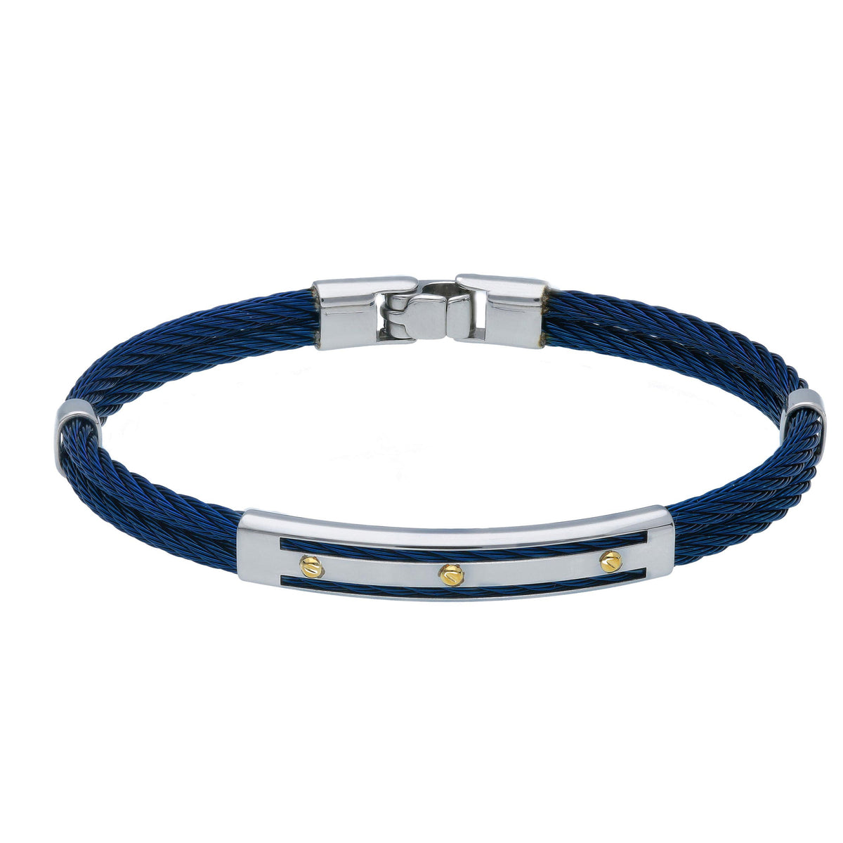 Bracciale Con Piastra Acciaio e Viti Oro Giallo 18kt