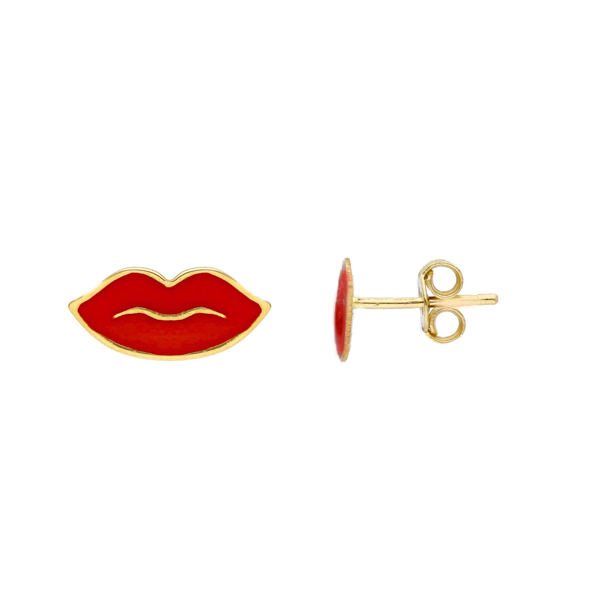 Lip Earrings in 18kt Yellow Gold and Enamel
