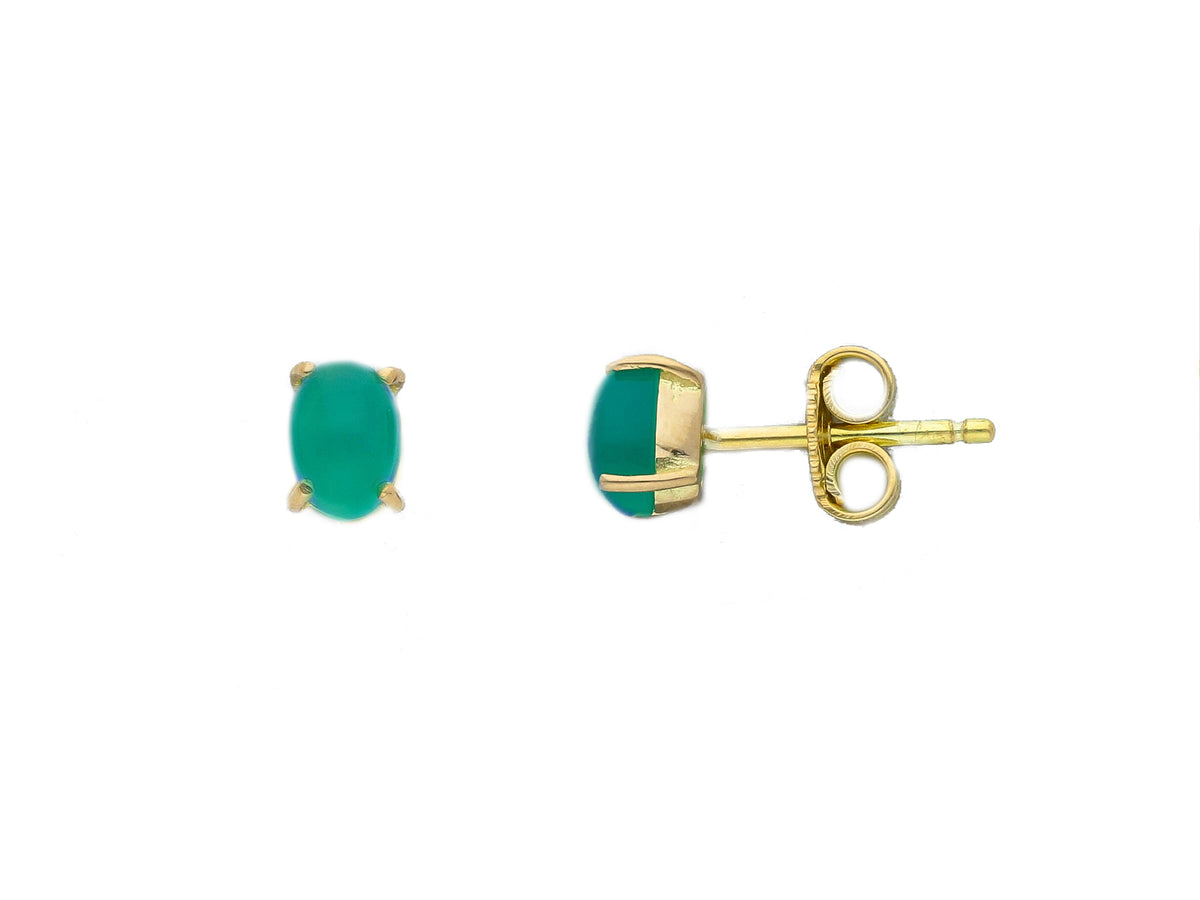Maiocchi Gold Earrings in 18kt Yellow Gold and Green Agate