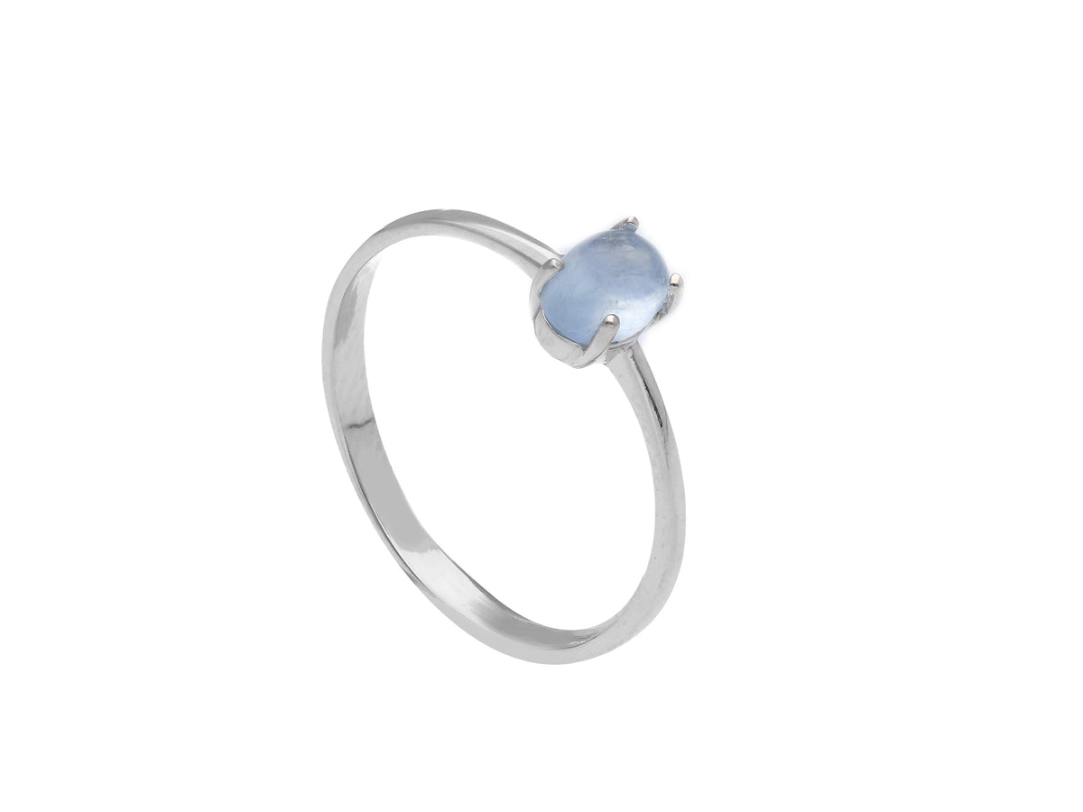 Maiocchi Gold Anello Oro Bianco 18kt e Acquamarina Milk