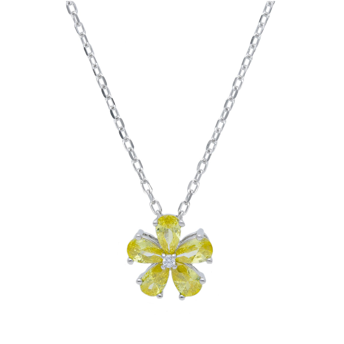Maiocchi Silver Girocollo Fiore Argento e Zirconi
