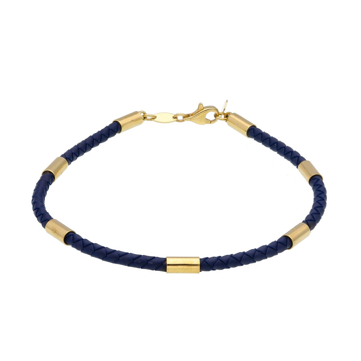 18kt Yellow Gold and Blue Leather Bracelet