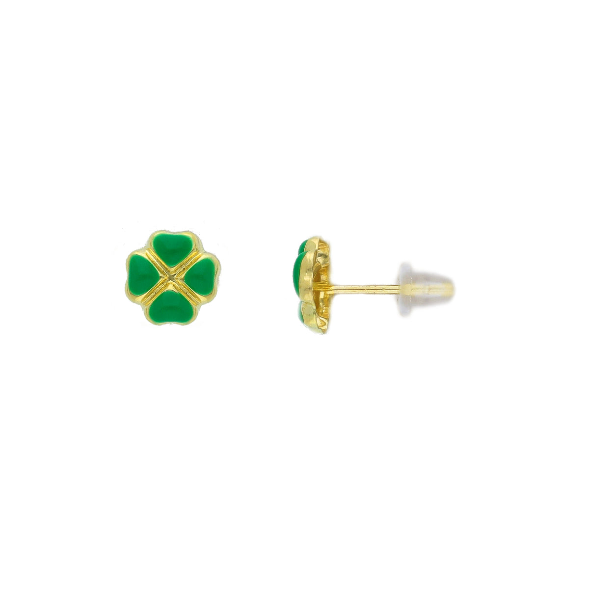 Maiocchi Gold Orecchini Quadrifoglio Oro Giallo 18kt e Smalto
