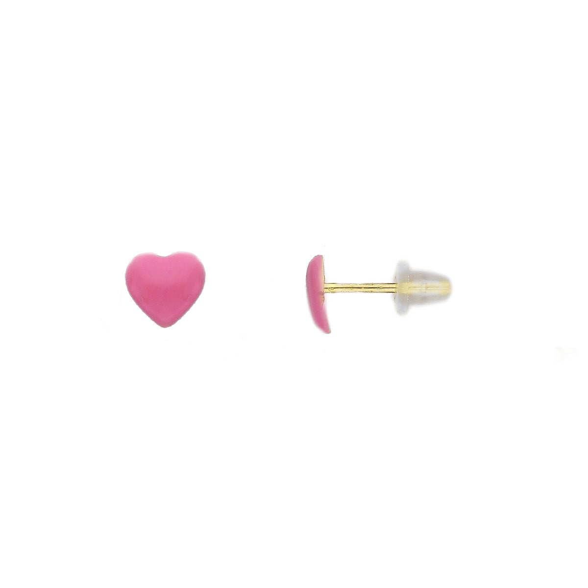 Maiocchi Gold Heart Earrings in 18kt Yellow Gold and Enamel