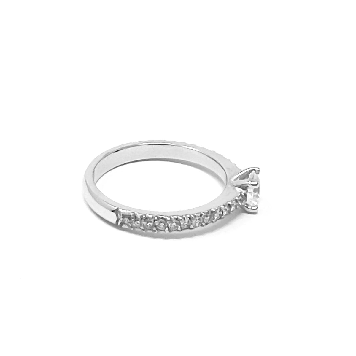 Maiocchi Milano Anello Solitario Oro Bianco e Diamante ct 0,40 E VS2+ 0,21