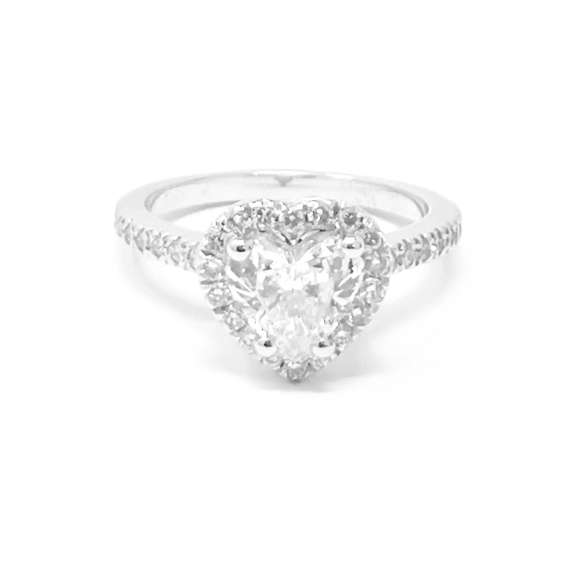 Maiocchi Milano Anello Solitario Oro Bianco e Diamante Taglio Cuore ct 1,03 H SI2