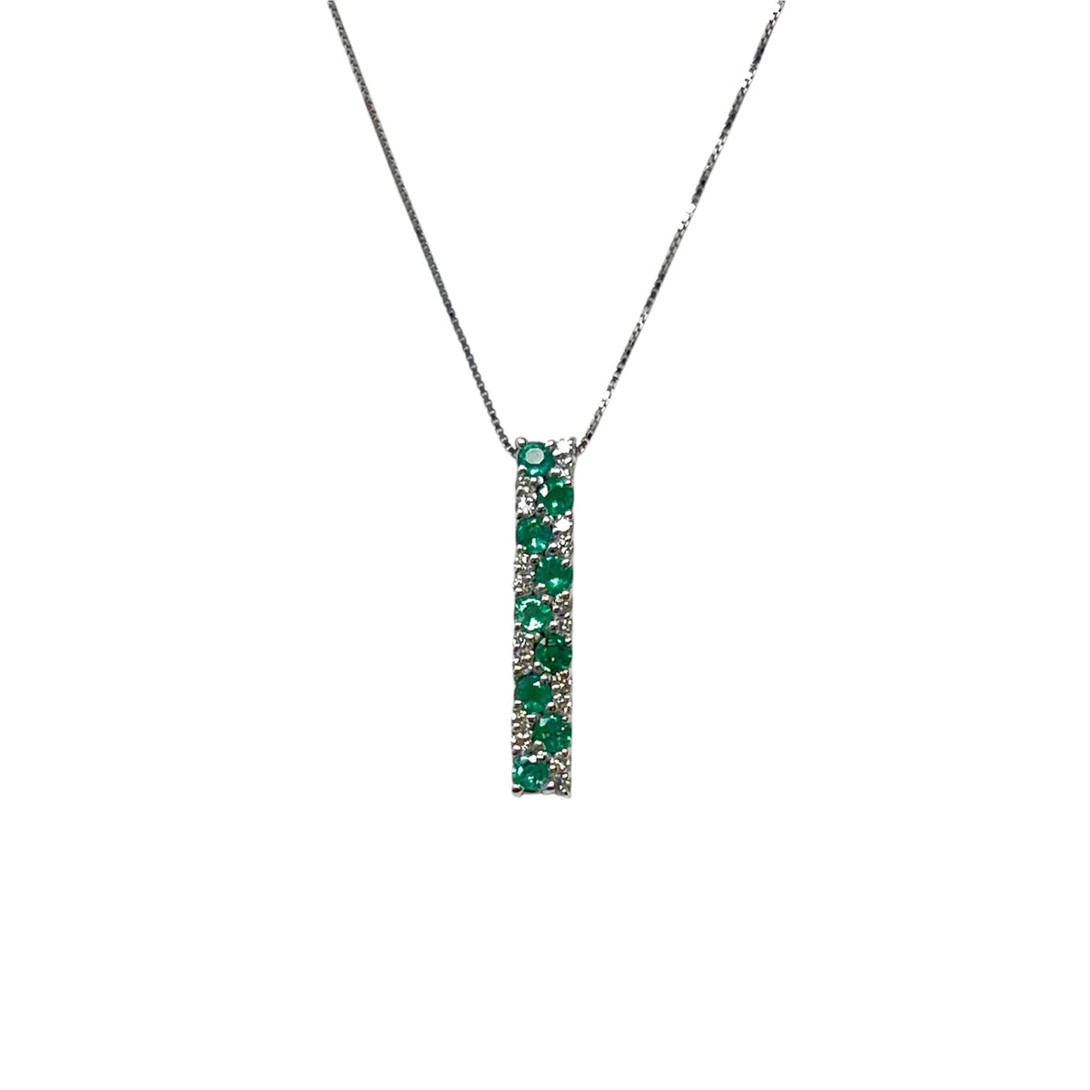 Quaglia Girocollo Oro Bianco Diamanti e Smeraldi H330