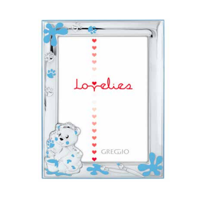 Greggio Argento Cornice Orsetto Azzurro 13x18