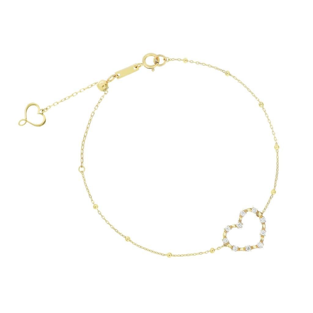 Maman et Sophie Bracciale Brillando Oro Giallo 18kt Cuore Diamanti BRMCR1GB
