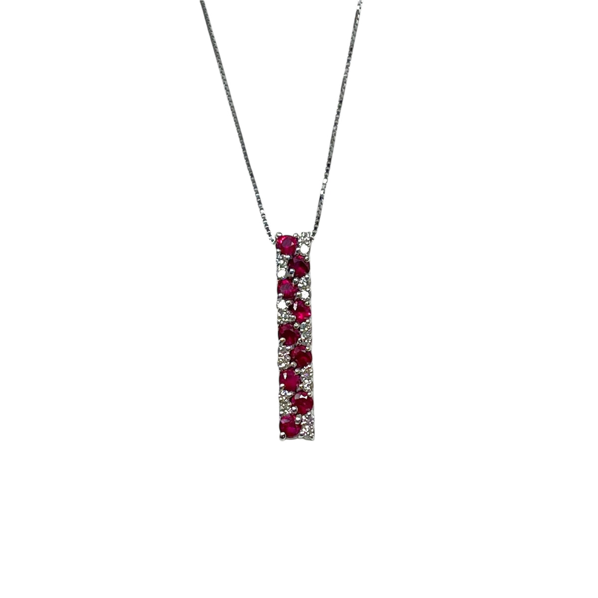 Quaglia Girocollo Oro Bianco Diamanti e Rubini H330