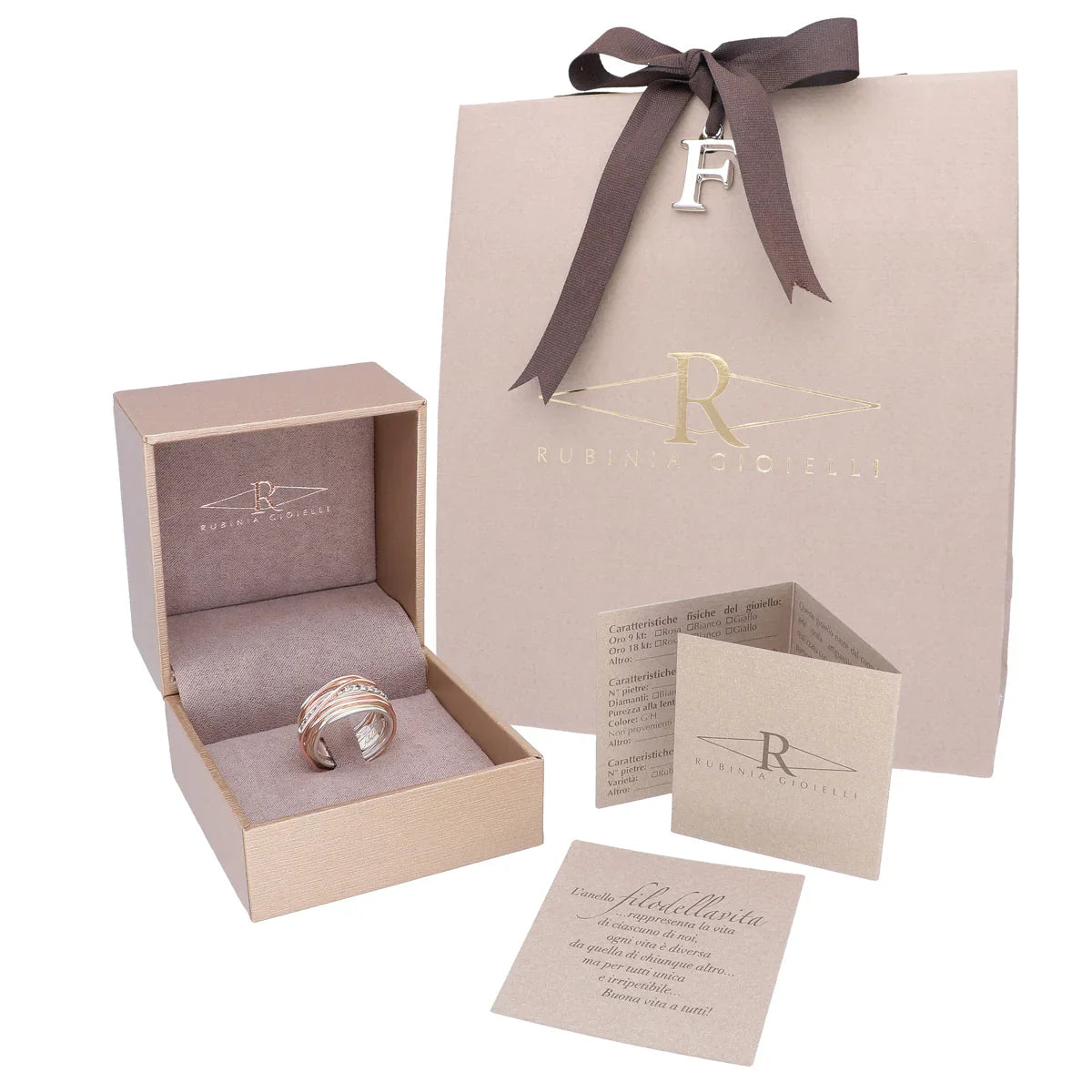 FilodellaVita Classic, 7 Fili in Argento 925 e Cuore Oro Rosa