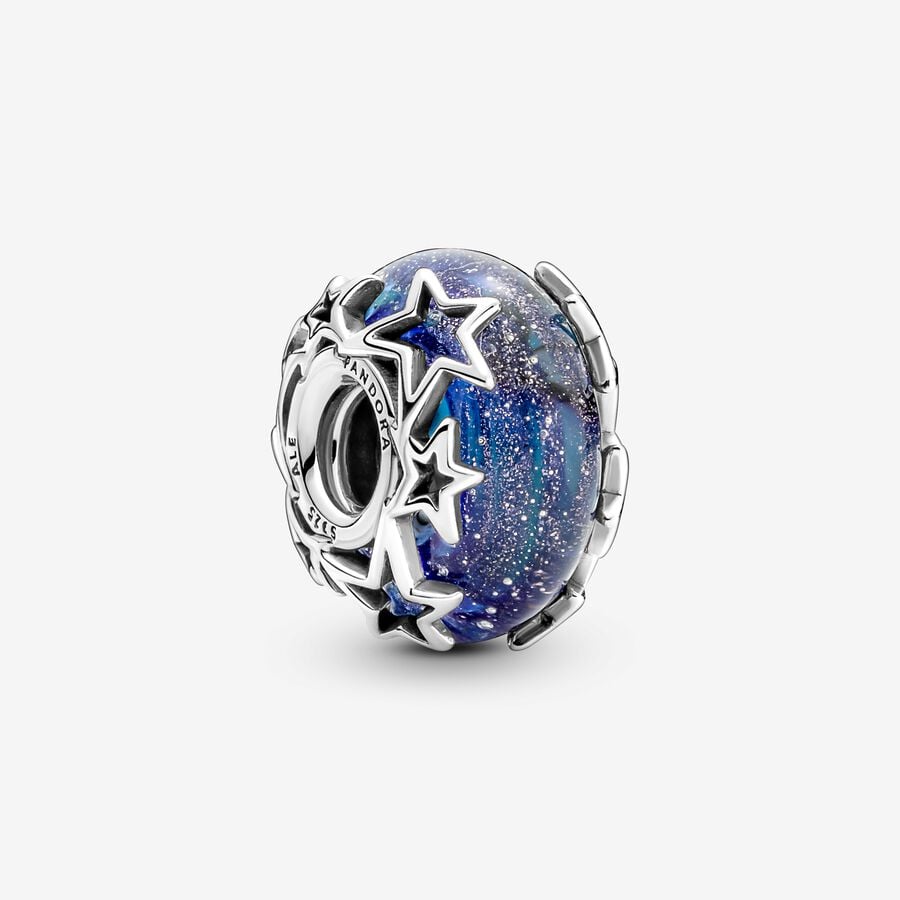 Pandora Blue Murano Glass Charm with Stars 790015C00