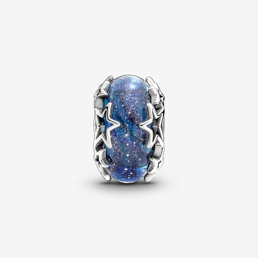 Pandora Blue Murano Glass Charm with Stars 790015C00