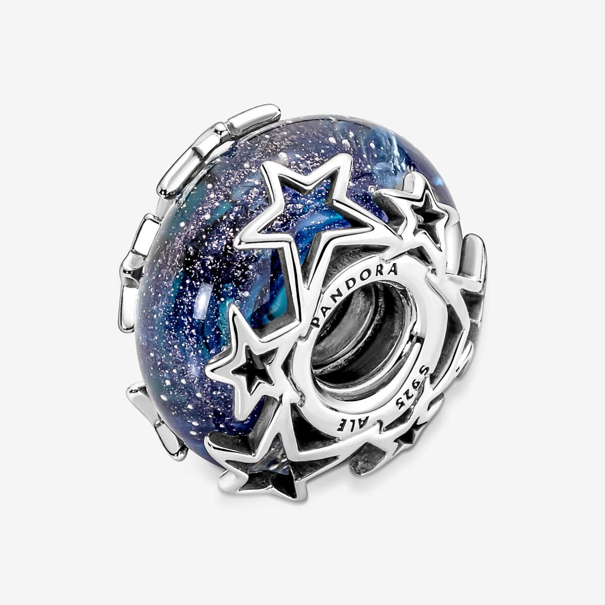 Pandora Blue Murano Glass Charm with Stars 790015C00