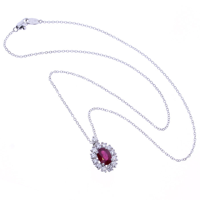 Damiani Necklace in White Gold, Diamonds and Ruby 0.98 ct