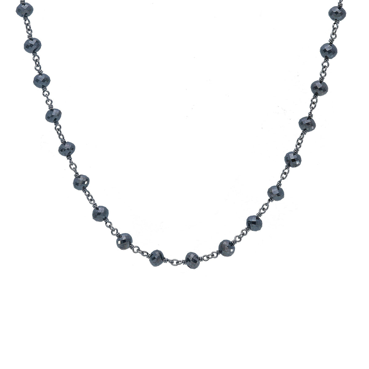White Gold Necklace with Interspersed Black Diamonds 25.50 ct