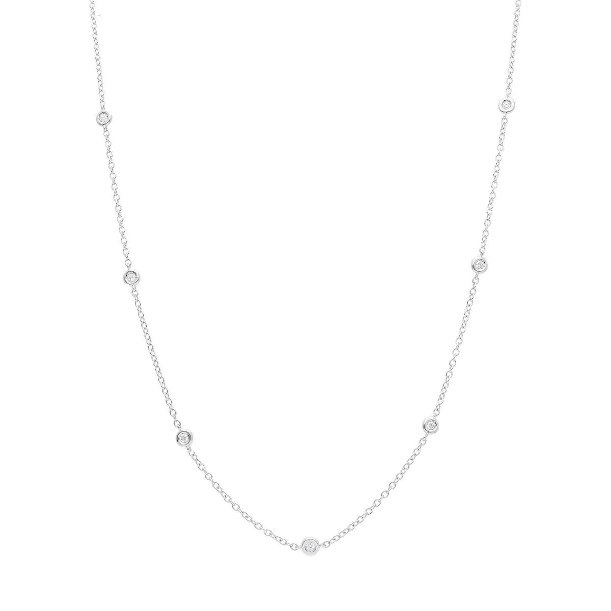Girocollo Oro Bianco con Diamanti Intervallati ct 0,14