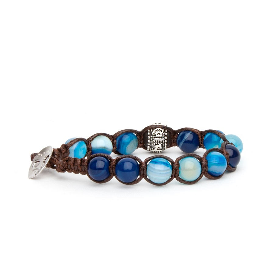 Tamashii Bracciale Ruota Preghiera Agata Blu striata BHS1100-141