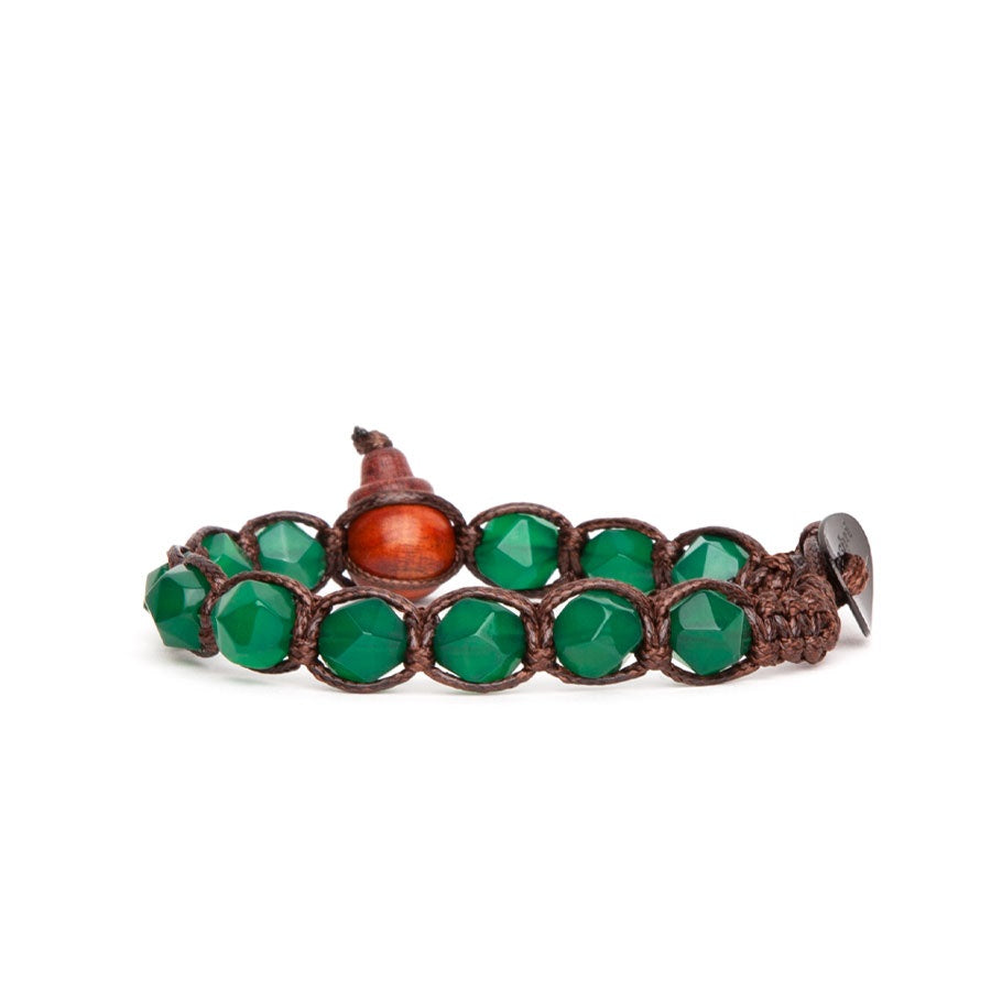Tamashii Diamond Cut Green Agate Bracelet BHS911-12