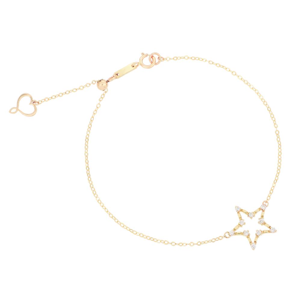 Maman et Sophie Bracciale Brillando Oro Giallo 18kt Stella Diamanti BRETLGD