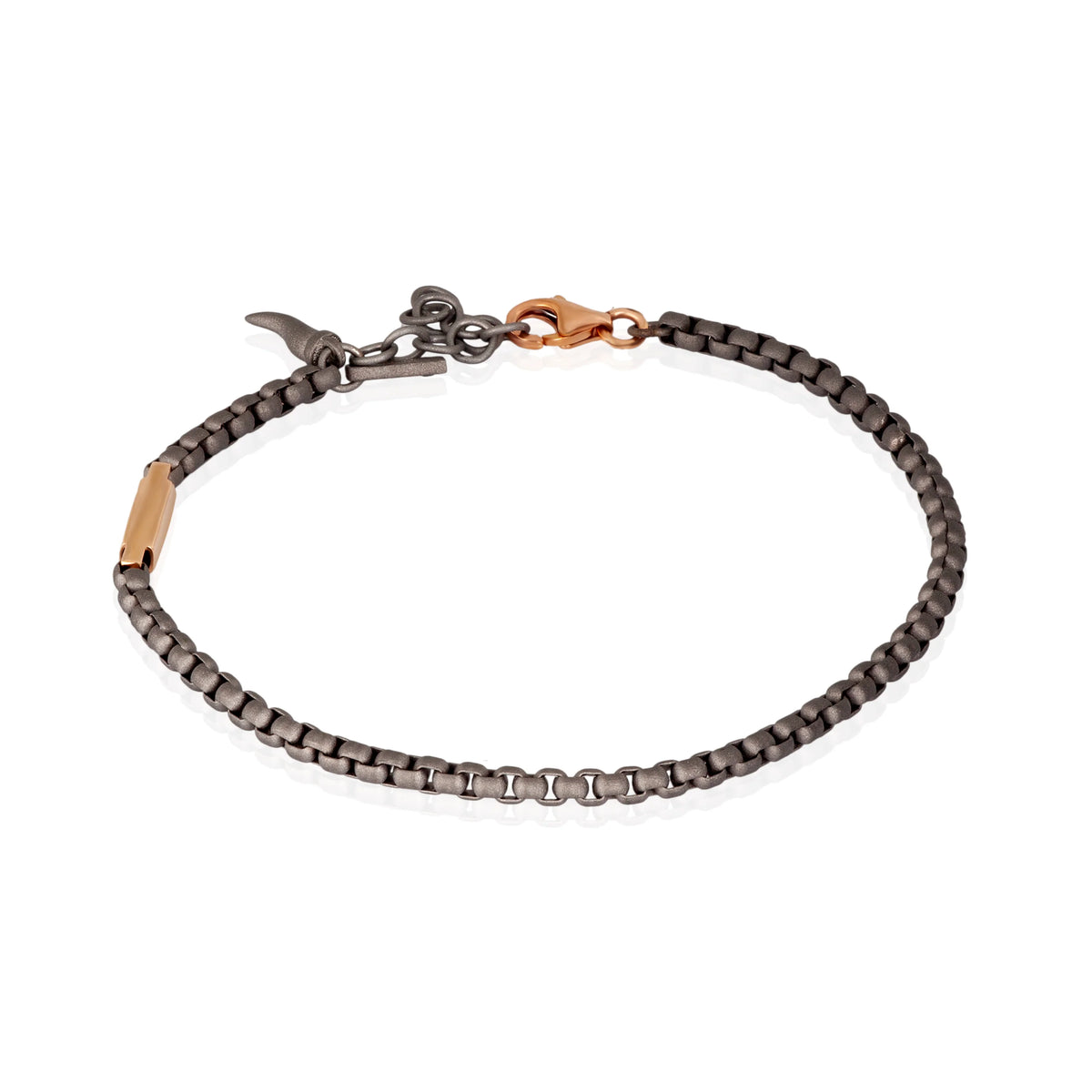 Mano Jewels Bracciale in Titanio Con Catenina Scooby Doo Barretta Oro Rosa