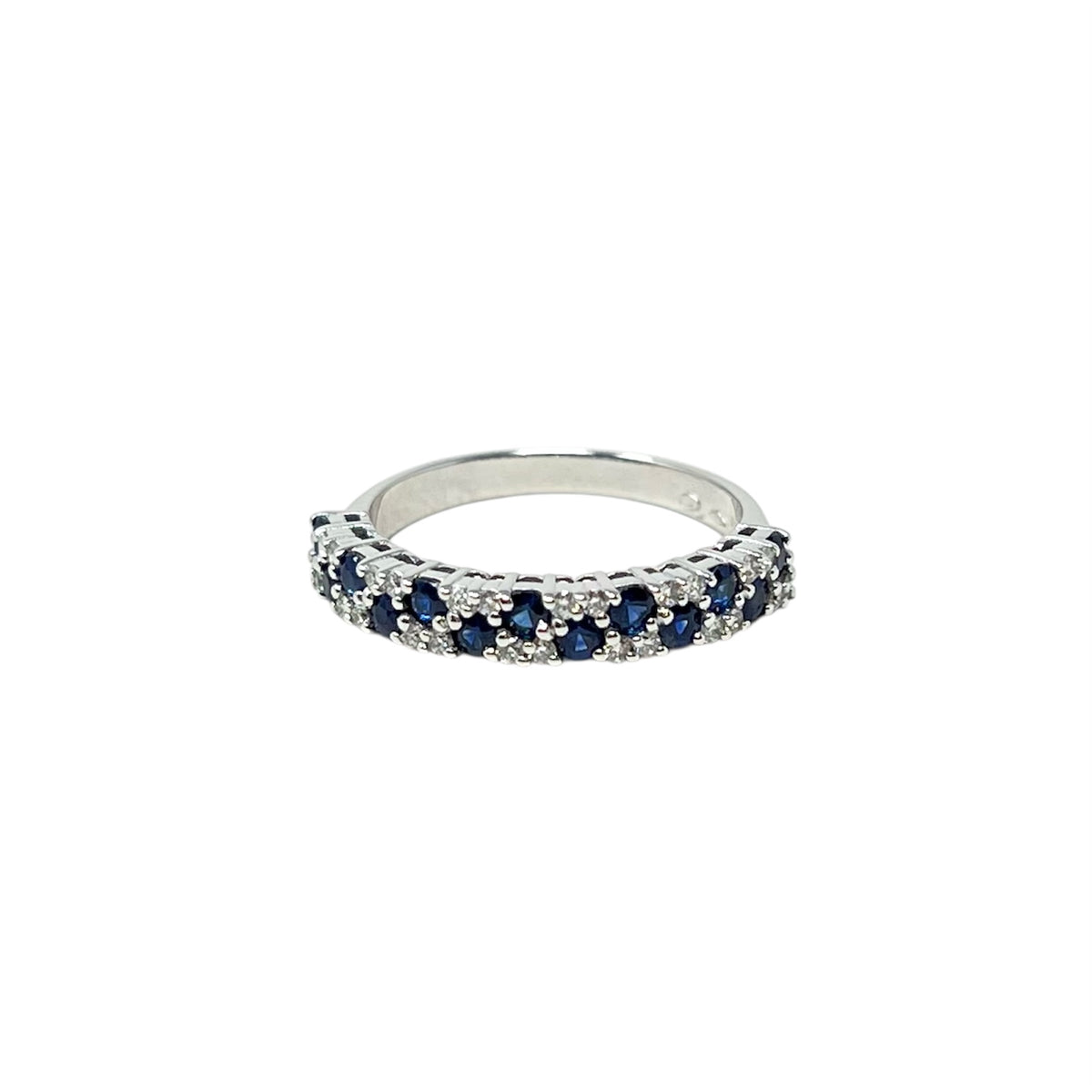 Quaglia Anello Oro Bianco Diamanti e Zaffiri H330