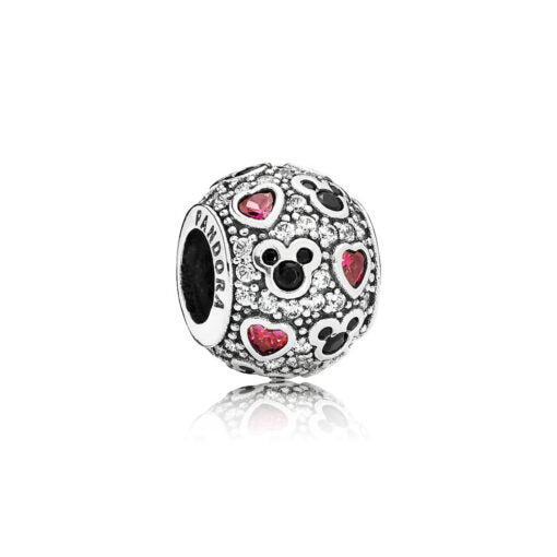 Pandora Charm Sfera in Pavè Mickey Mouse e Cuori Luminosi 791457CZ