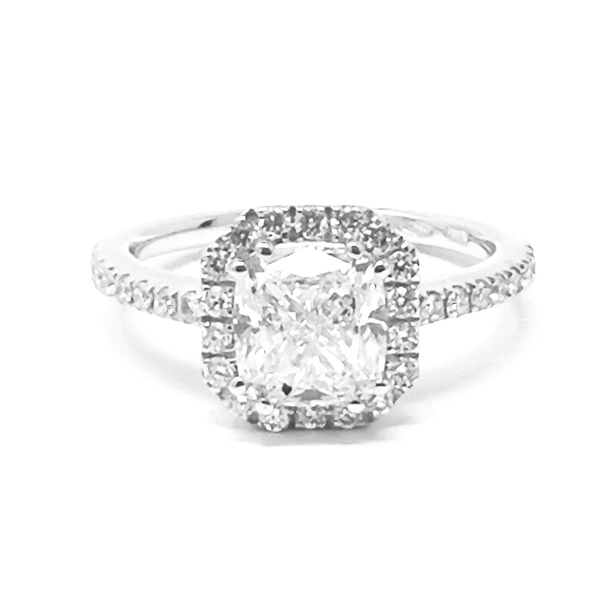 Maiocchi Milano Anello Solitario Oro Bianco e Diamante Taglio Cuscino ct 1,79 D VS2 GIA