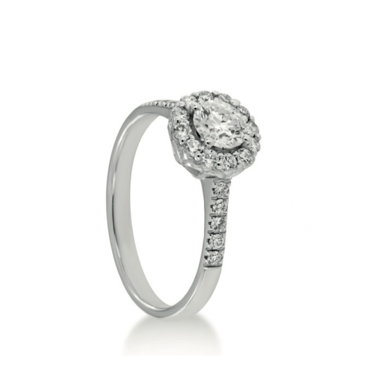 Freelight Anello Solitario in Oro Bianco e Diamante Ct 1,03 D VS1 + 0,65