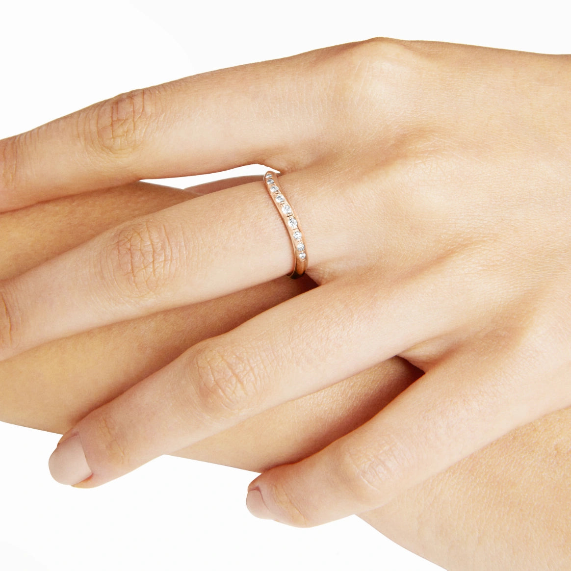 Dodo Wave Essentials Rose Gold Ring with White Diamonds