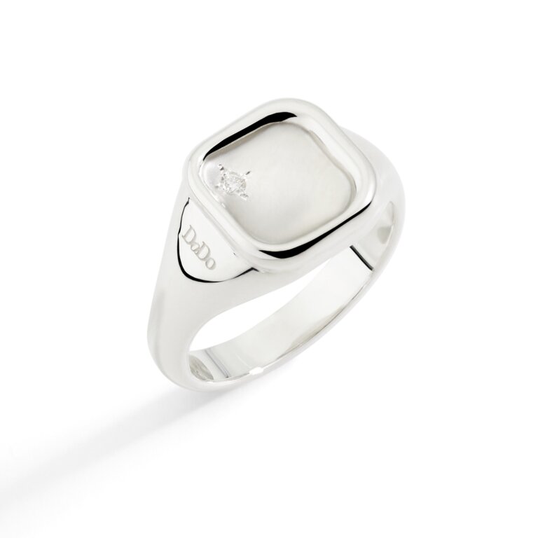 Dodo Anello Sigillo Argento e Diamante Bianco