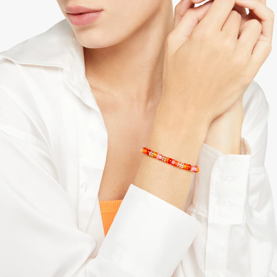 Dodo Bracciale rondelle arancio e argento dorato