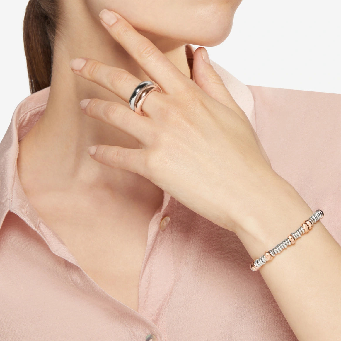 Dodo Rondelle Bracelet Bold Silver and Rose Gold Gilded Silver