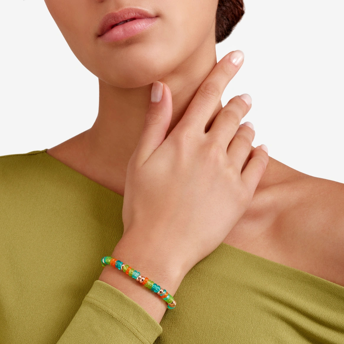 Dodo Bracciale Rondelle Argento 925 Dorato e Plastica Riciclata