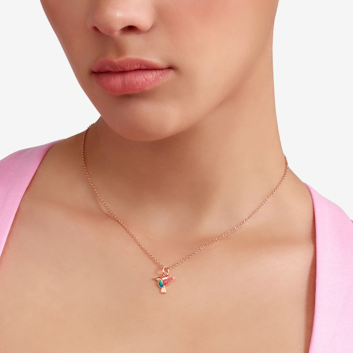 Dodo Ciondolo Colibrì Oro Rosa 9kt e Smalto
